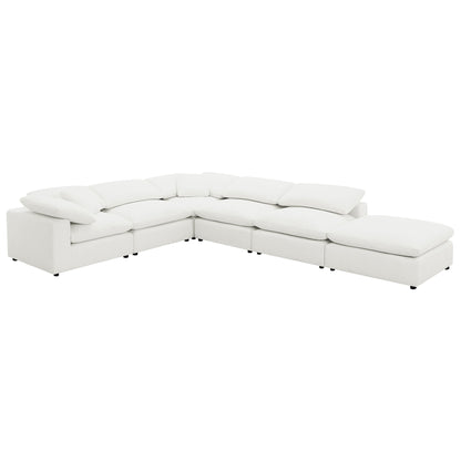 Segoura - 6 Piece Upholstered Modular Sectional With Ottoman - Ivory