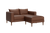The Essential Loveseat Sectional in Cactus Leather - Terra / Dark Brown Legs