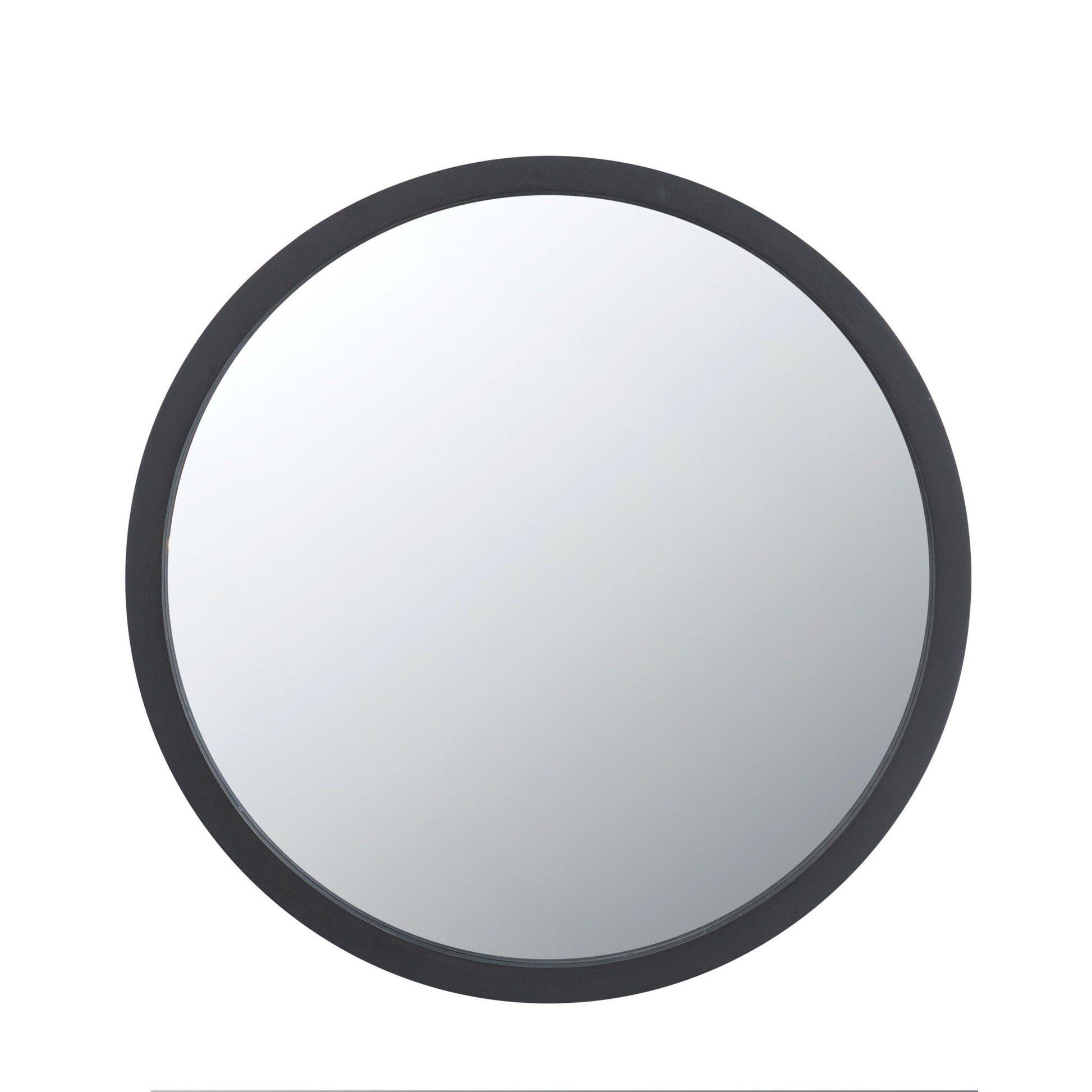 A Circle Wall Mirror With Wooden Frame is centered on a white background—perfect as a wall mirror for your living room.