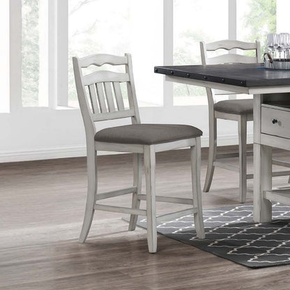 Counter Height Dining Chairs With Upholstered Cushion And Ladder Back Design (Set of 2) - Antique White