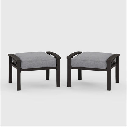 Modern All-Weather Ottomans With Cushions (Set of 2)
