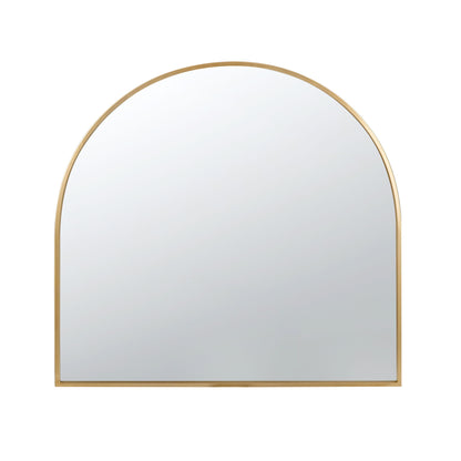 The Arched Mirror With Metal Frame features a sleek gold frame, flat base, and rounded top, creating a modern and elegant look. Perfect as a wall mirror for living room, bedroom, or entryway.