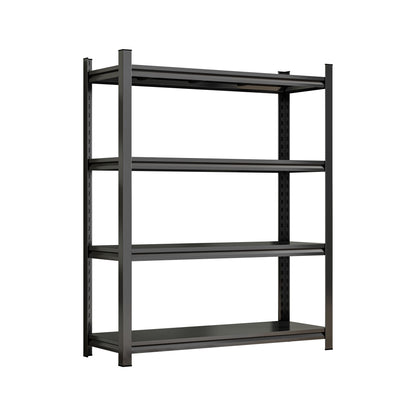 4 Layer Metal Storage Rack, Garage Shelves, Adjustable Height Partition - Black