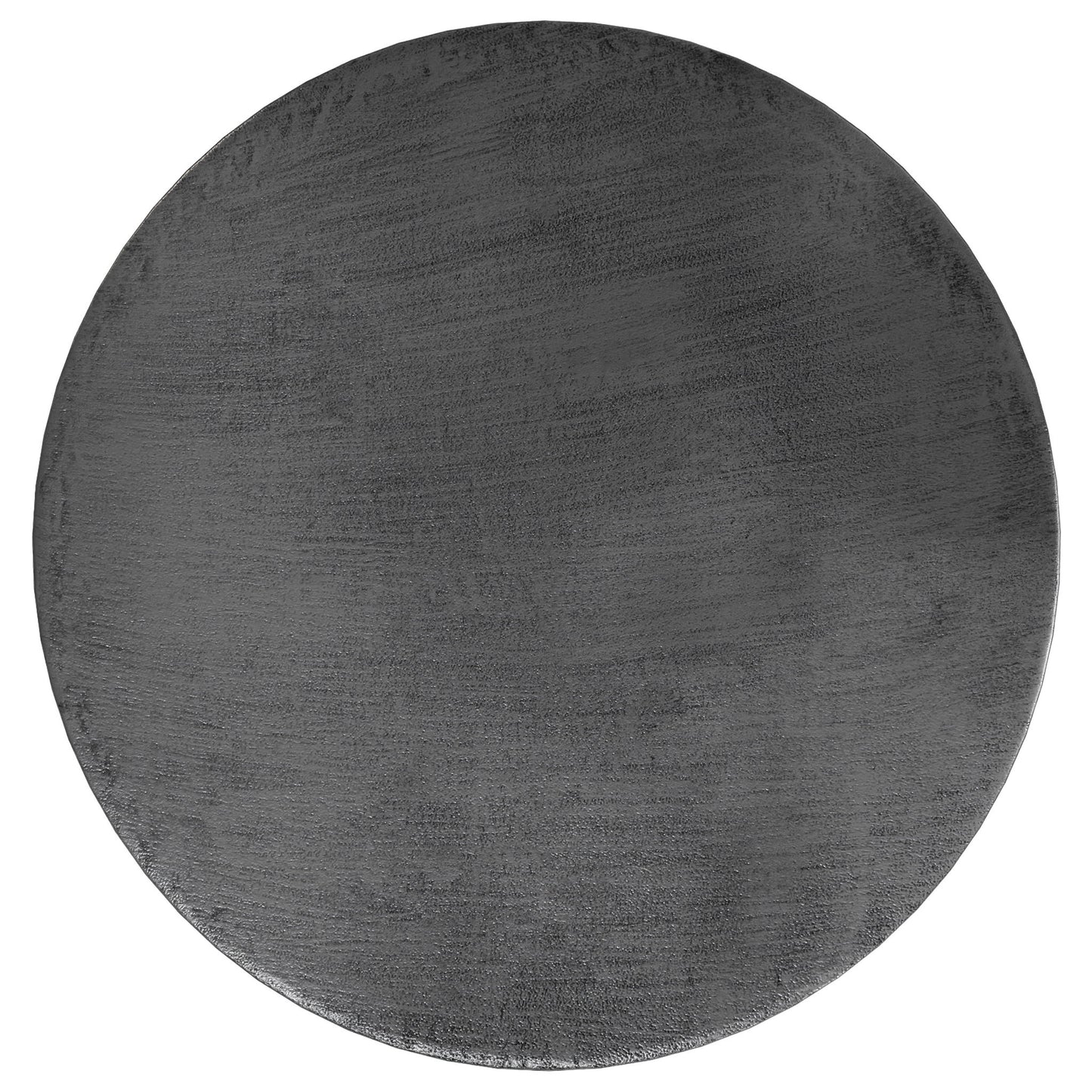 Handcrafted Johnsen metal coffee table in matte black with a subtle textured finish, shown from above against a white background.