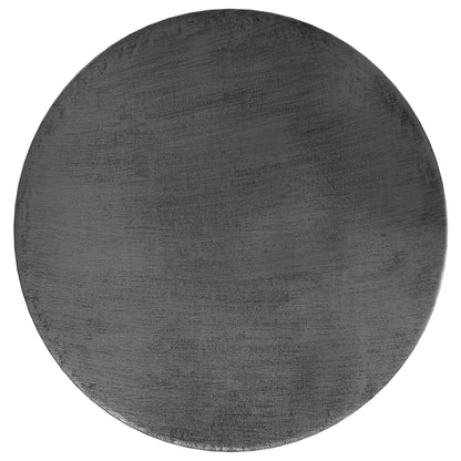 Handcrafted Johnsen metal coffee table in matte black with a subtle textured finish, shown from above against a white background.