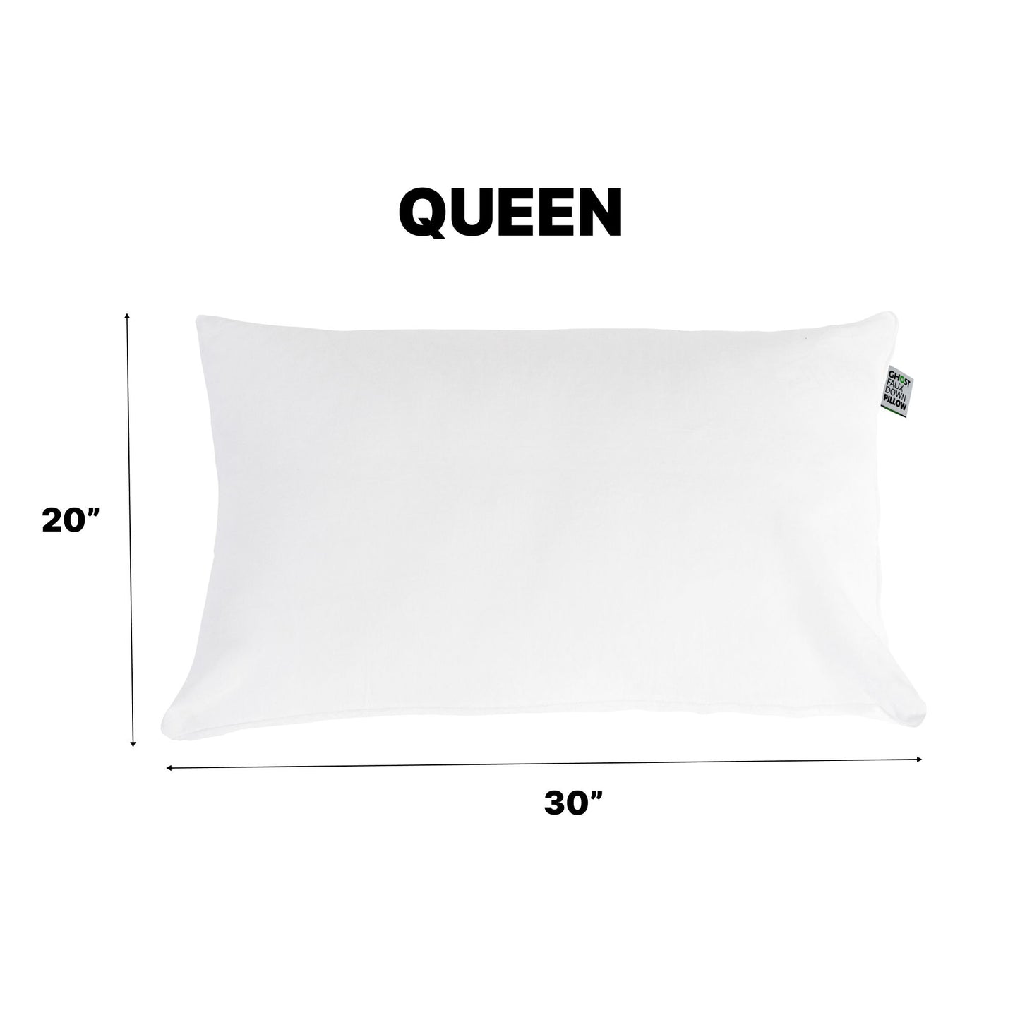 Ghostpillow - Faux Down Luxury Pillow With Microfiber Gel Clusters, Cotton Cover - White