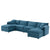 Light Blue / 4 Seater Sectional Sofa With 2 Ottomans