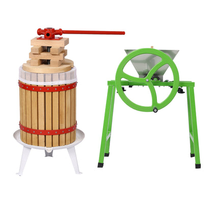 Manual Juice Maker Fruit Wine Press And Crusher With Filter Bag For Apple, Grape, And Berries - Green