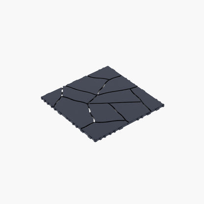 Stone Style Patio Deck Tiles For Porch (Set of 44) - Gray
