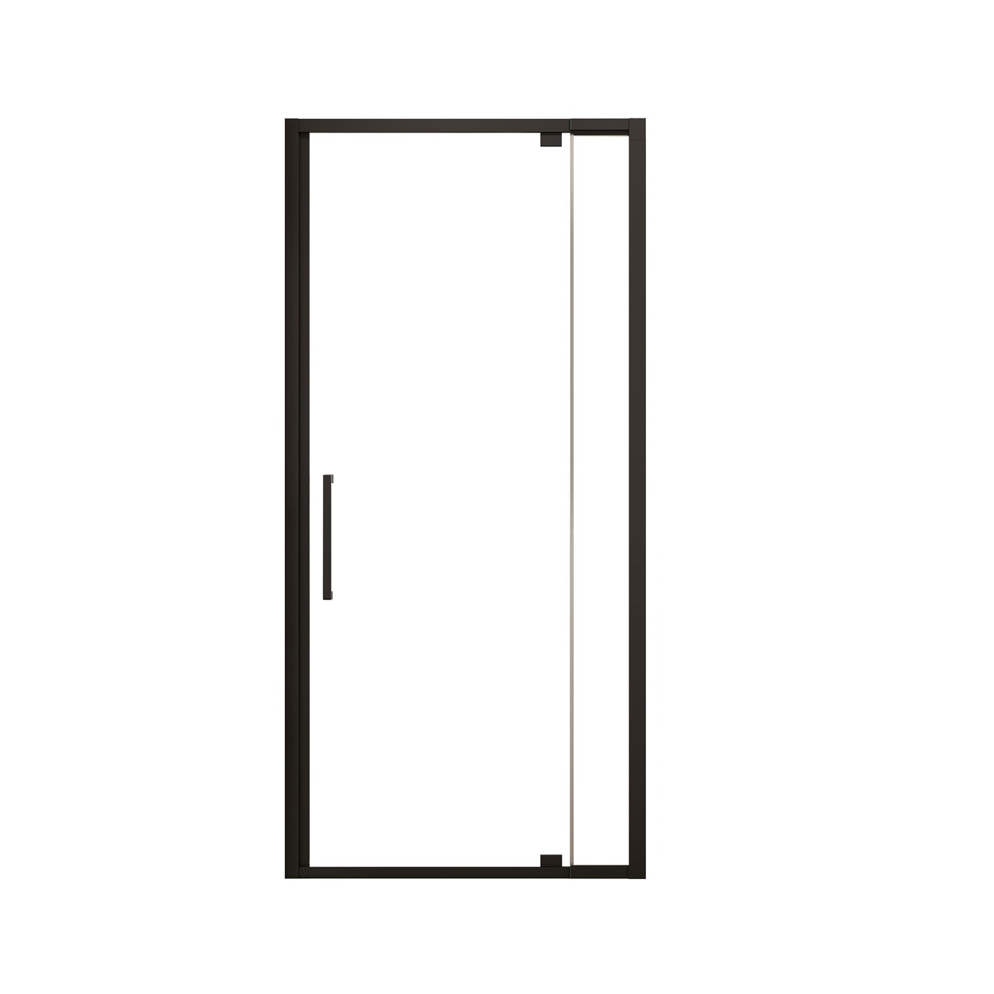 Scalable - Shower Door With 1 / 4" Clear Tempered Glass And Aluminium Alloy Frame - Matte Black
