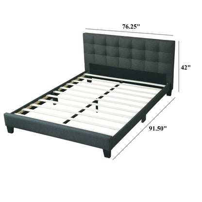 California King Size Tufted Headboard Platform Bedframe, Bedroom Furniture - Charcoal