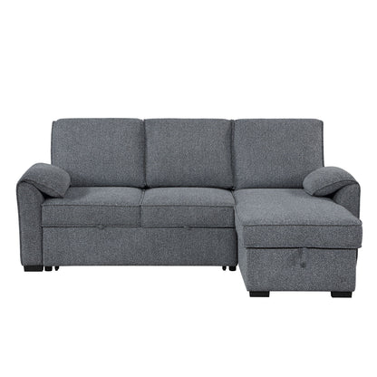 Rebecca - Sofa With Pull Out Bed, Storage Chaise, USB And Cup Holders - Dark Gray