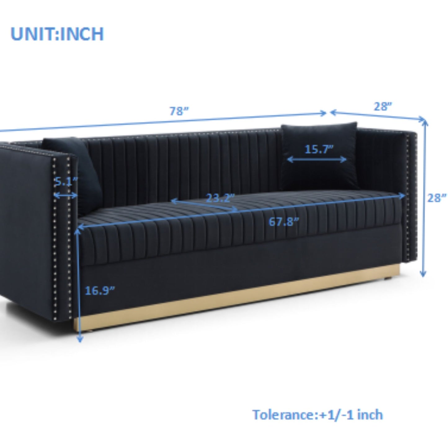 The Contemporary Vertical Channel Tufted Sofa is a modern upholstered couch for living rooms and comes with 2 pillows.