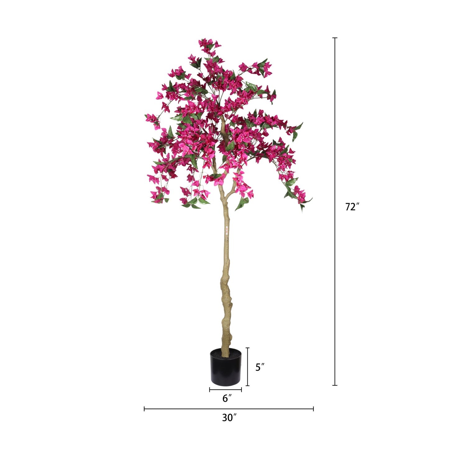 Artificial Bougainvillea Tree, Realistic Faux Potted Plant For Indoor Home Decor - Dark Pink / Green Leaves