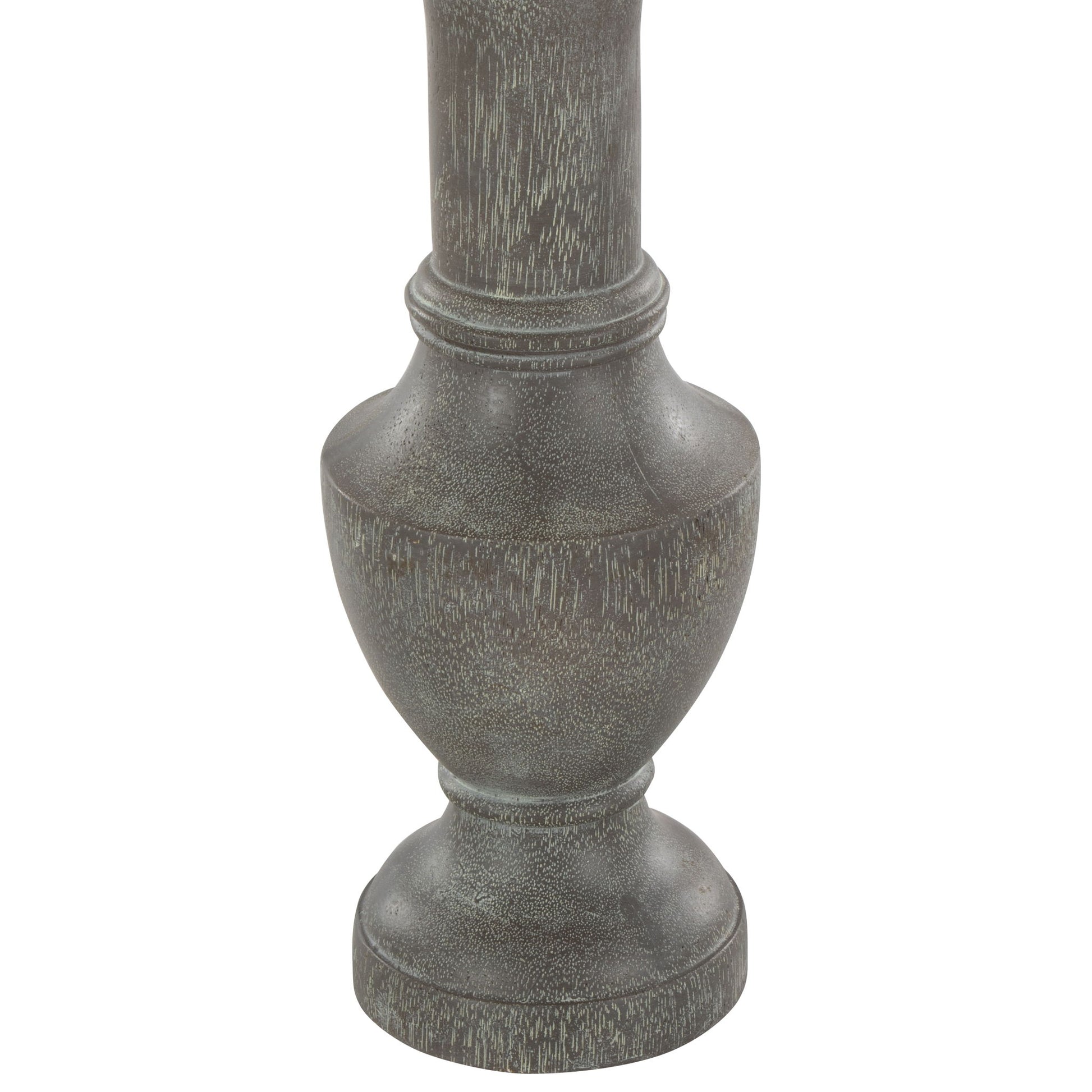 A close-up of the Chateau Contemporary Table Lamp (Set of 2) in Acid Griffin/Nickel/White, featuring a textured, weathered dark gray base with a rounded pedestal for stylish table decor.