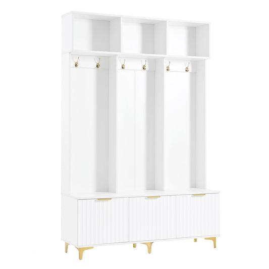 Modern Large Storage Hall Tree With Bench, 6 Hooks