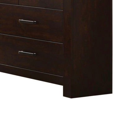 Close-up of the Panang - Dresser - Mahogany, featuring sleek metal handles and showcasing the right side and part of the front with two visible drawers.