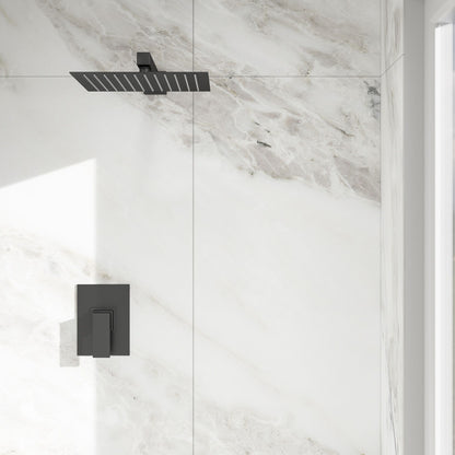 Shower Faucet Set With Rainfall Shower Head And Shower Valve, Stainless Steel And Brass