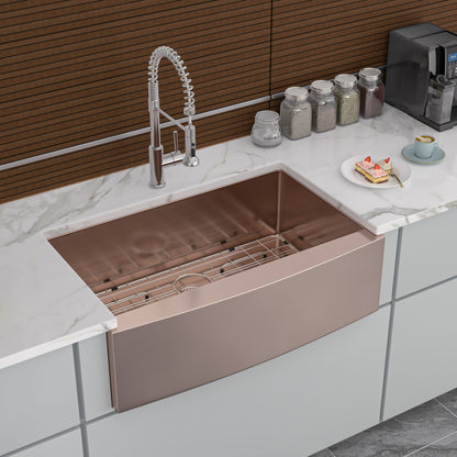 Farmhouse Kitchen Sink, Stainless Steel, Apron Front