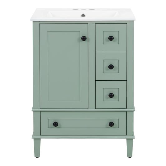 Bathroom Vanity With Integrated Basin, Soft Close Drawers, Door Mounted Double Layer Shelf