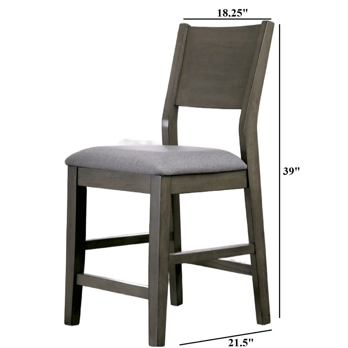 Padded Fabric Seat Panel Back Counter Height Dining Chairs (Set of 2) - Gray / Light Gray