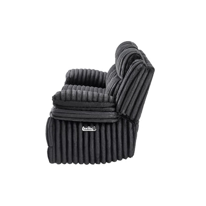 Winston - Power Reclining Sofa With LED Lighting, Hidden Drawer, And Drop Down Table - Black