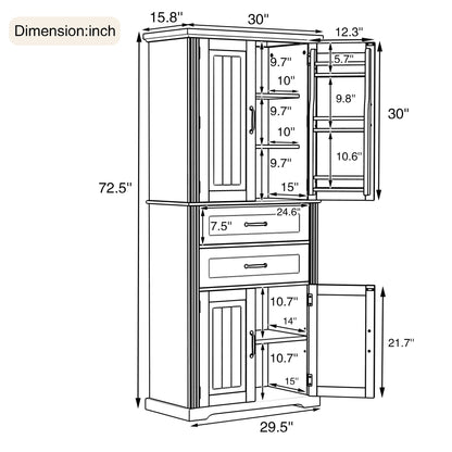 Elegant Multi Functional Storage Cabinet With Slide Rail Drawers, Adjustable Shelves