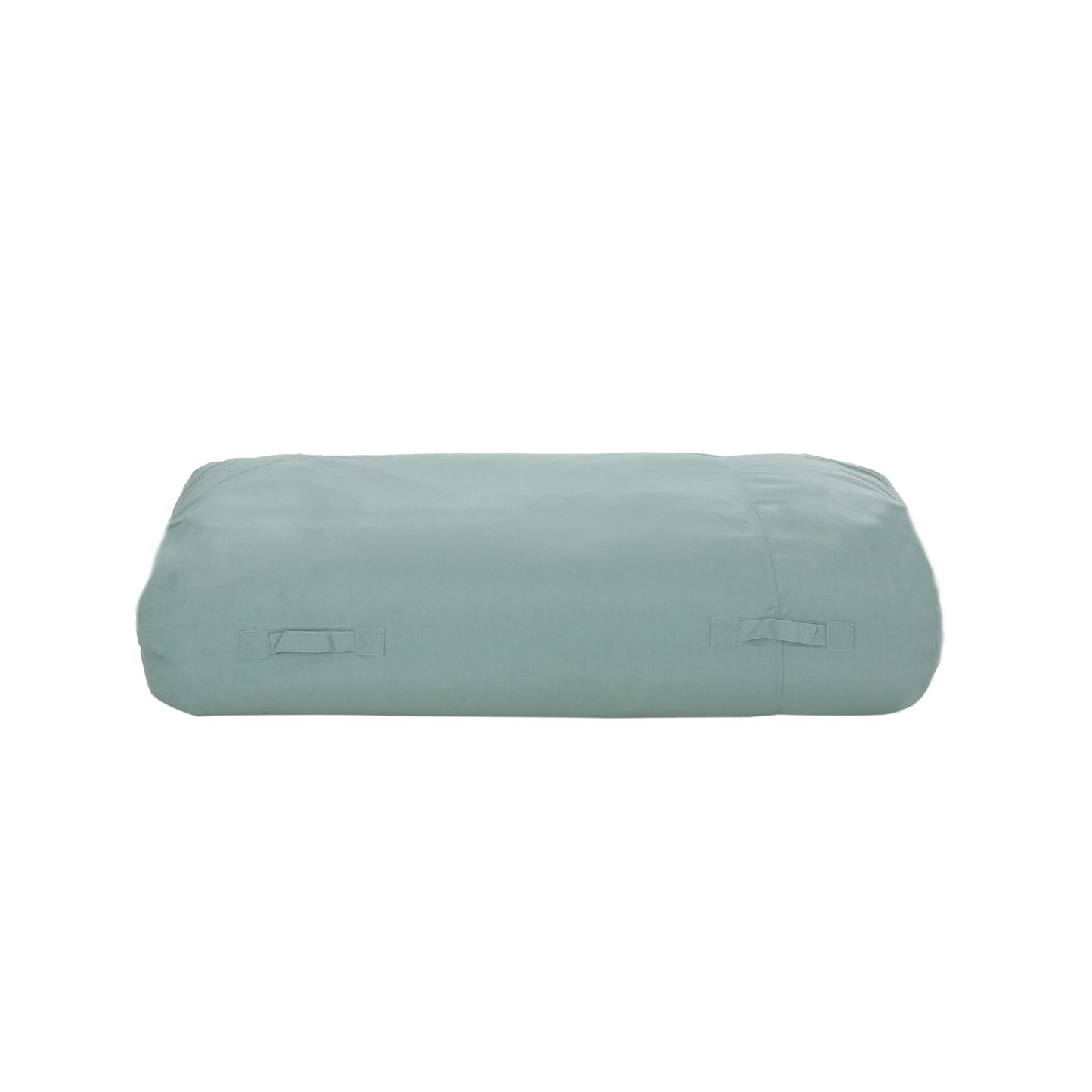 The Kasper Water Resistant Lounger Bean Bag is a rectangular, light blue-green cushion with two small fabric handles on the side, shown against a white background.