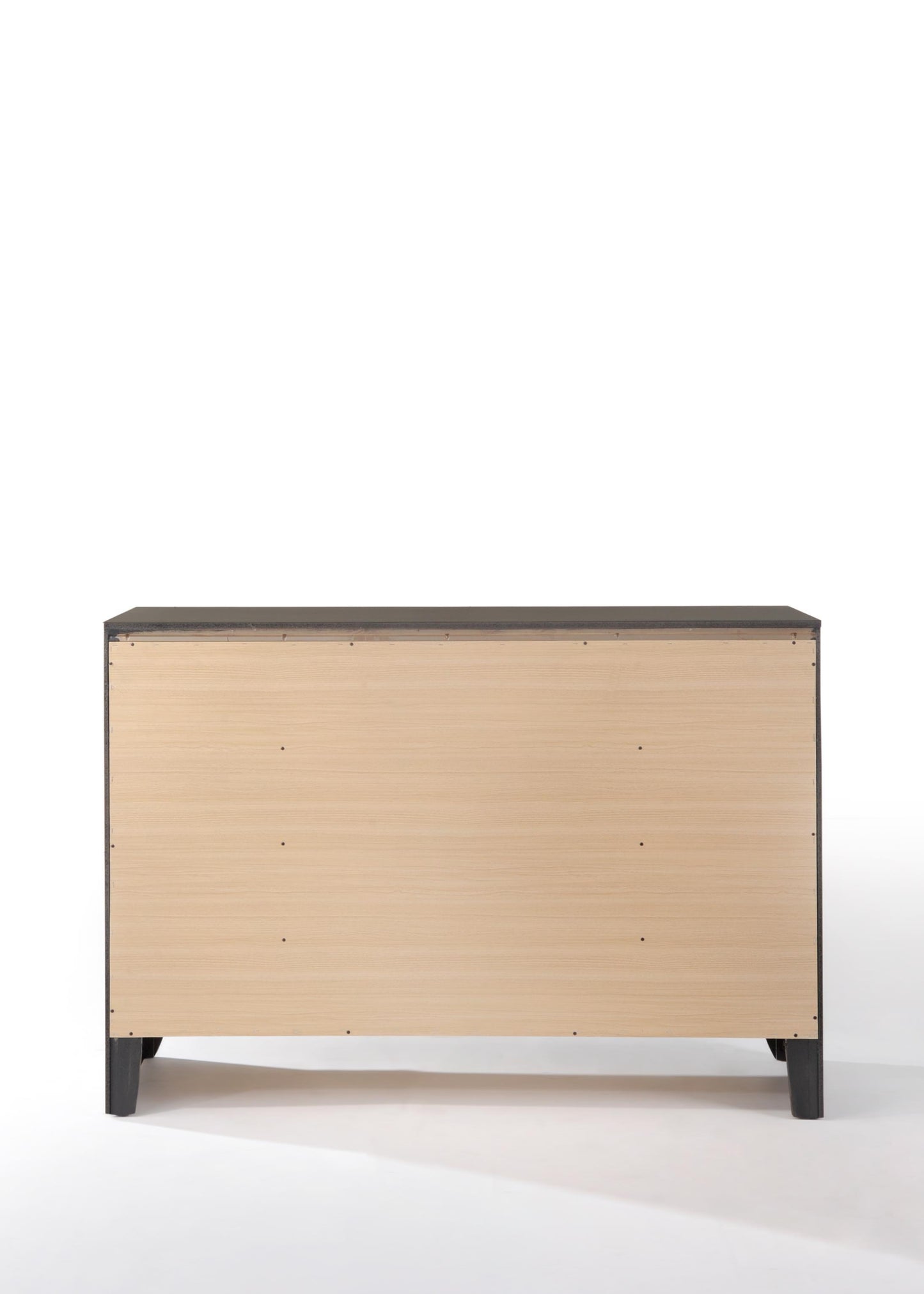 The Ireland - Ample Storage Dresser features a rectangular, minimalist design with a light wood finish. It stands on four dark legs and is displayed against a plain white background.