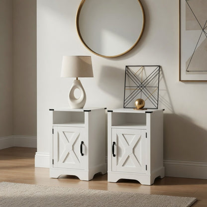 Farmhouse Nightstand, Charging Station & Storage