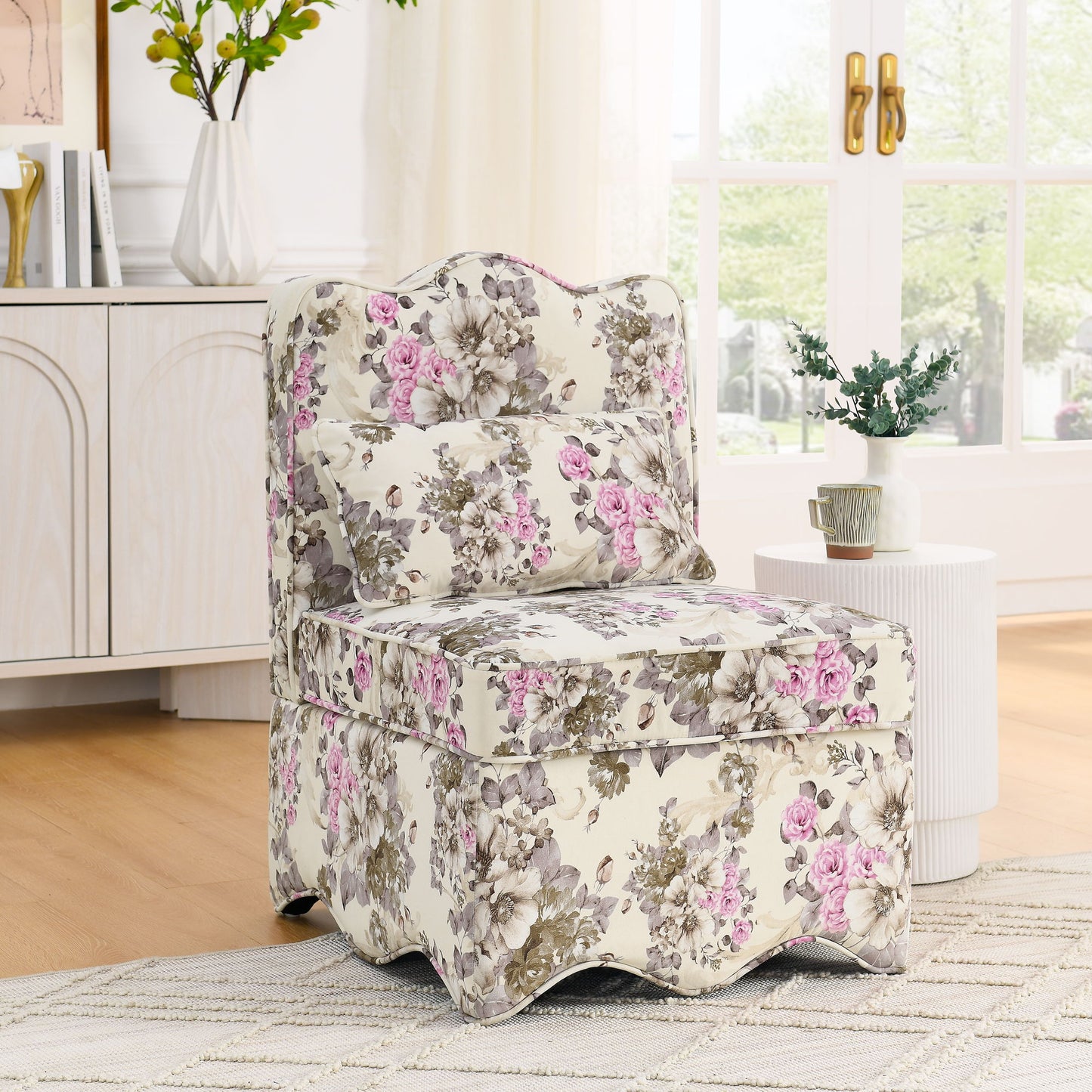 Stylish Flannel Dining Chair With Soft Cushion And Backrest