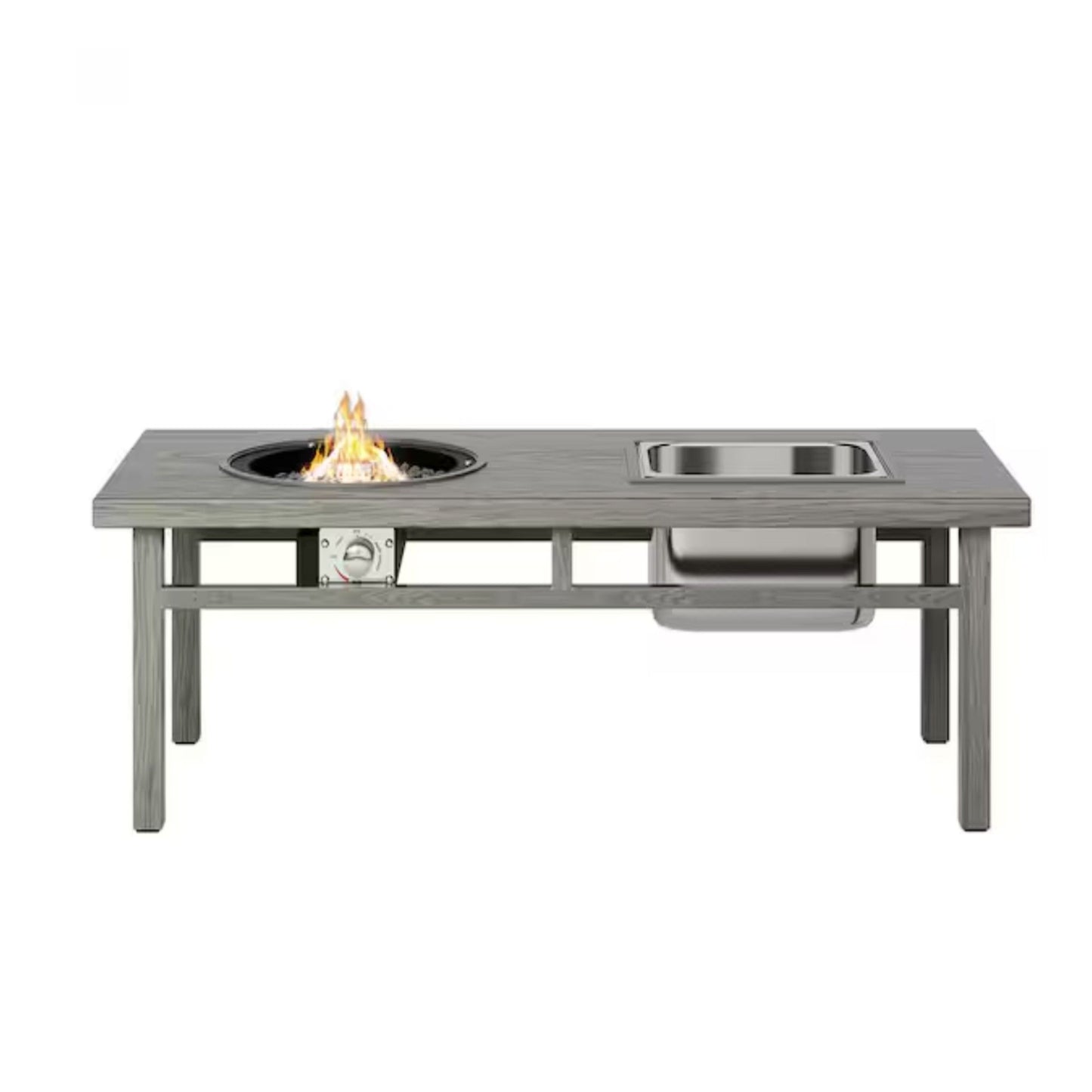 3 In 1 Outdoor Propane Fire Pit Table 50, 000 BTU With Ice Bucket - Gray