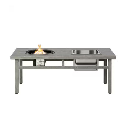 3 In 1 Outdoor Propane Fire Pit Table 50, 000 BTU With Ice Bucket - Gray