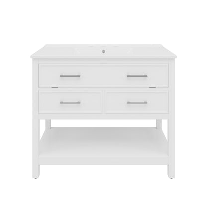 Bathroom Vanity With Ceramic Sink, Tip Out Tray & 2 Full Extension Drawers