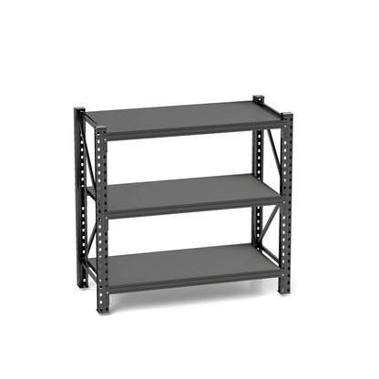3 Tier Industrial Shelving Rack, Heavy Duty Steel Shelving Unit Adjustable - Black