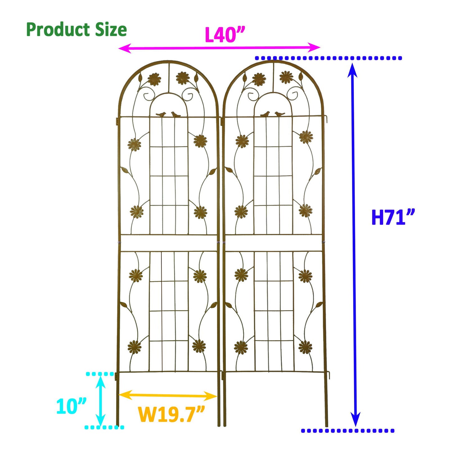 Metal Garden Trellis Rustproof Trellis For Climbing Plant Outdoor Flower Support
