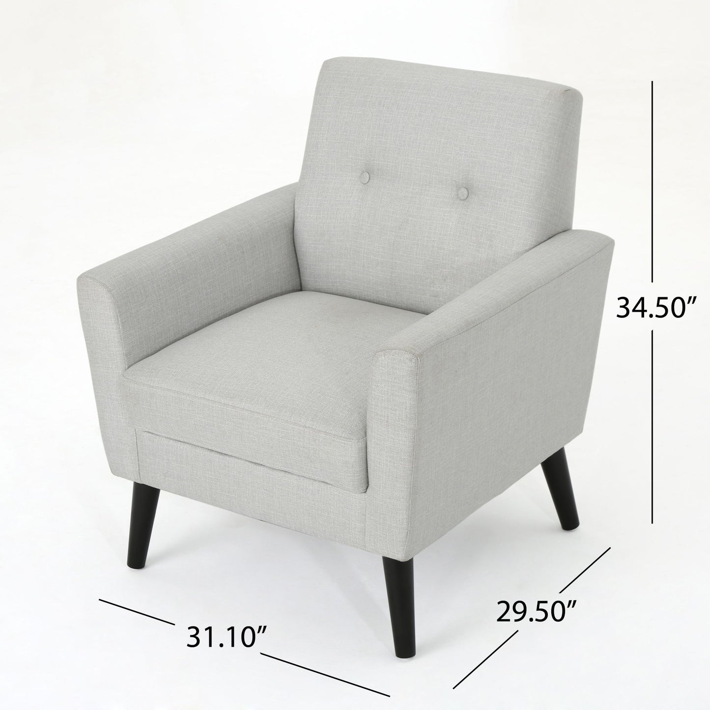 Radiantize - Upholstered Fabric Club Chair With Square-Off Back And Button Tufted