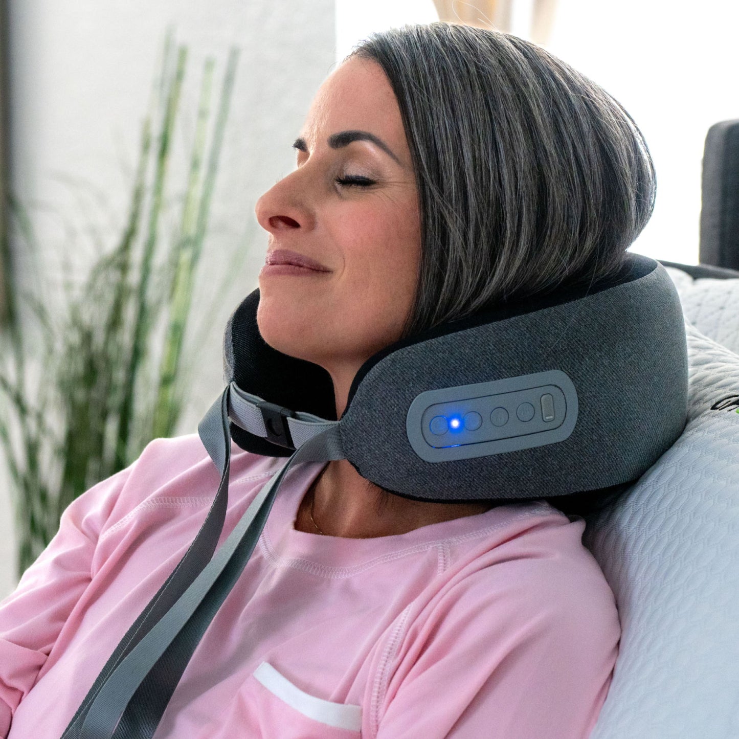 Shiatsu Neck Massage Pillow With Infrared Heat Therapy Foam - Gray