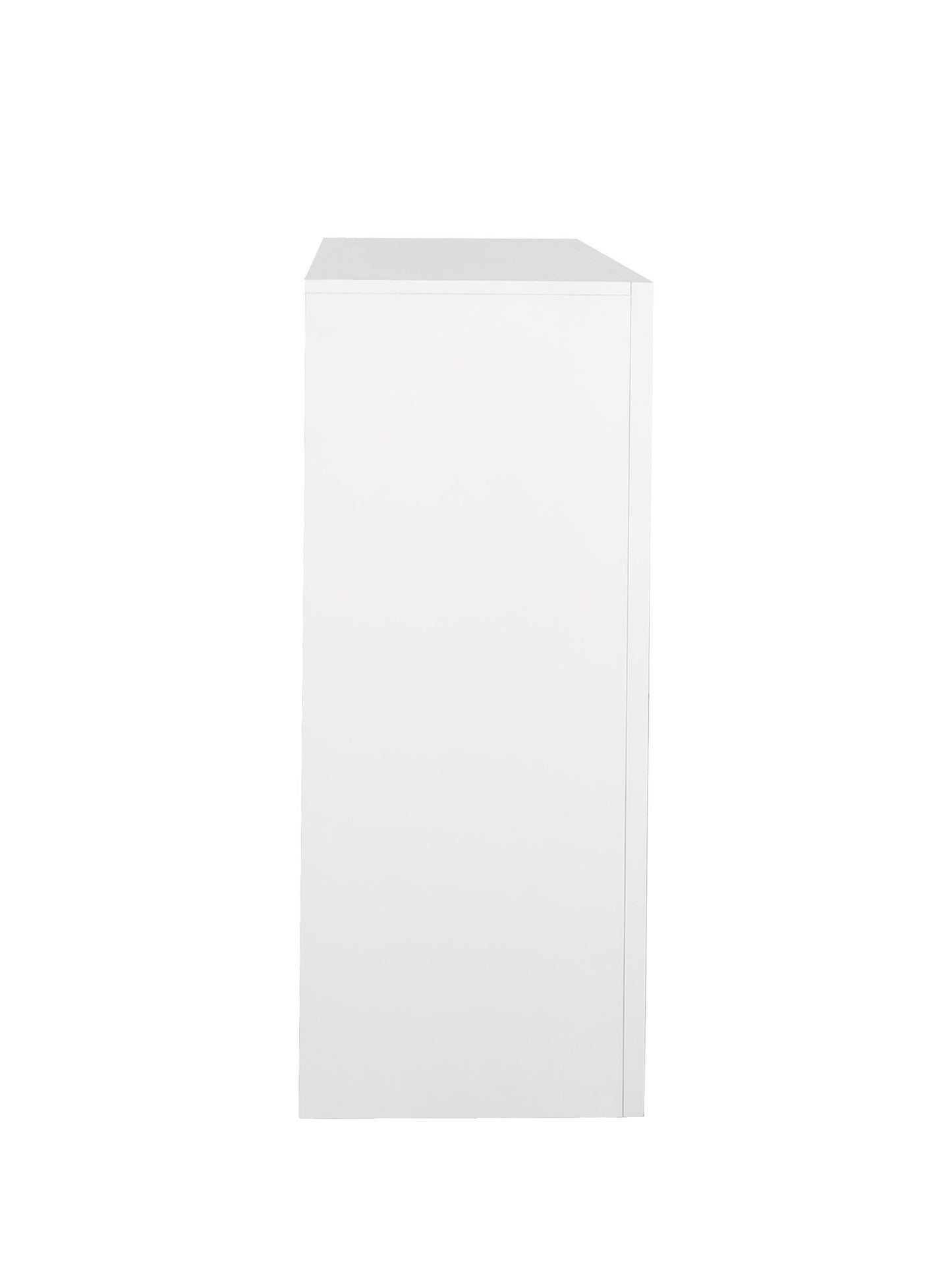The Marilla Dresser, a plain white rectangular storage unit, is shown from the side against a white background.