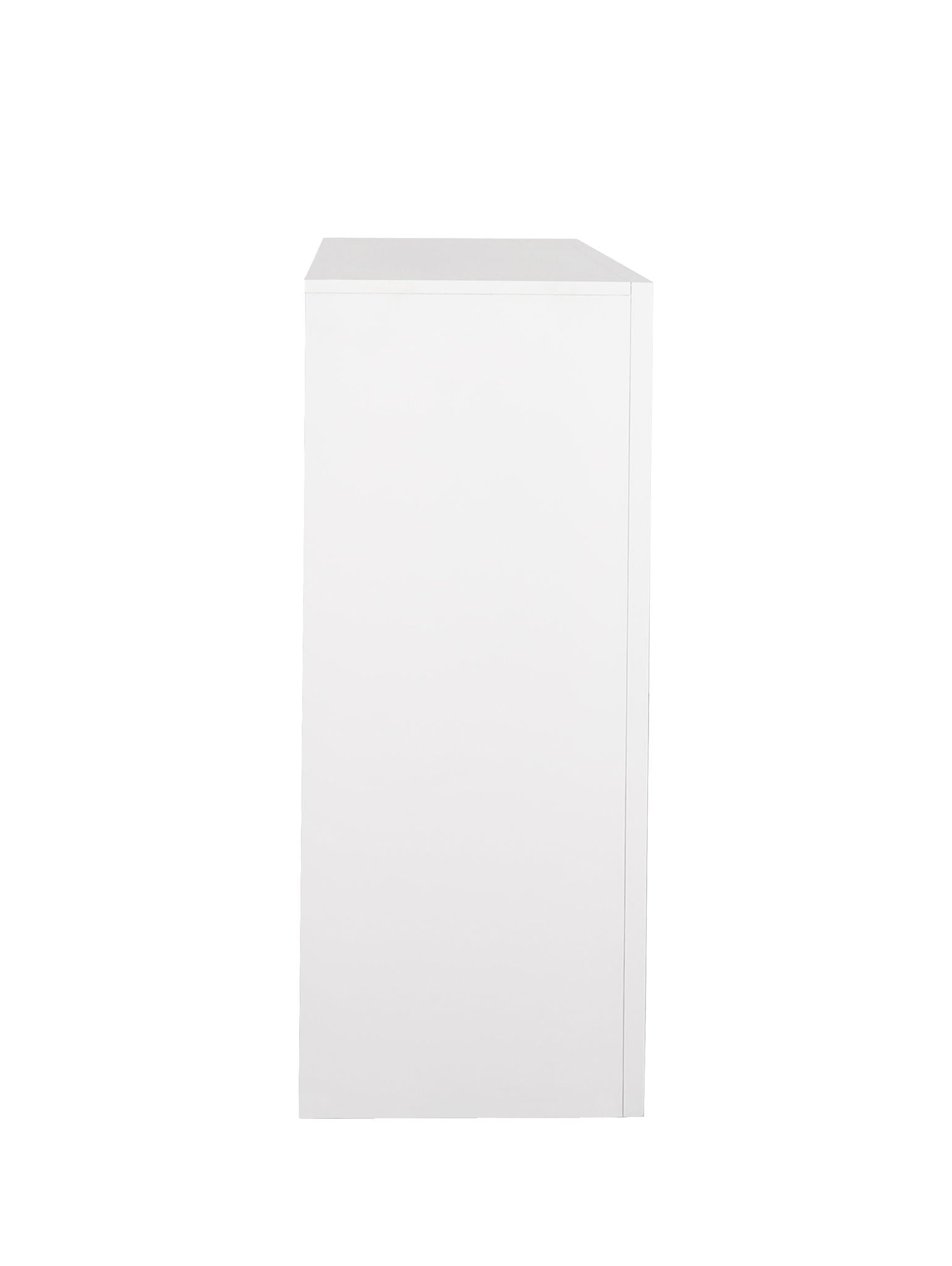 The Marilla Dresser, a plain white rectangular storage unit, is shown from the side against a white background.