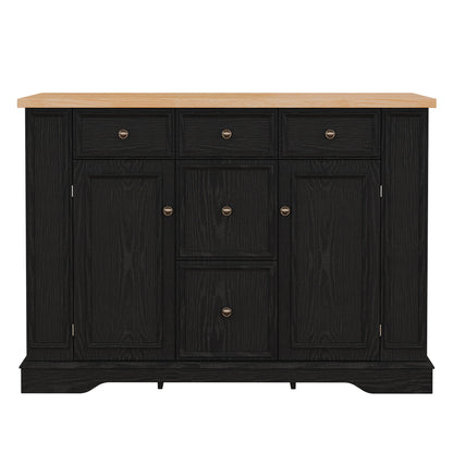 Sideboard Buffet Cabinet With 5 Drawers, 2 Cabinets, Adjustable Shelves