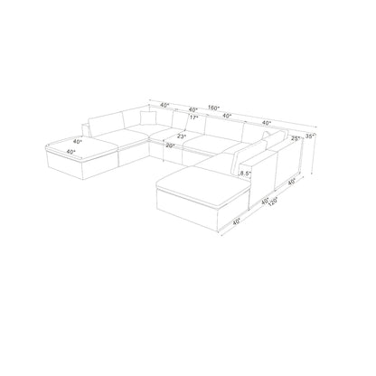 Custom Configuration Modular Sectional & Toss Pillows