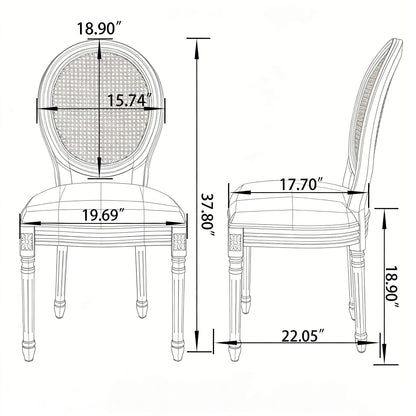 French Country Dining Chairs & Round Back (Set of 2)