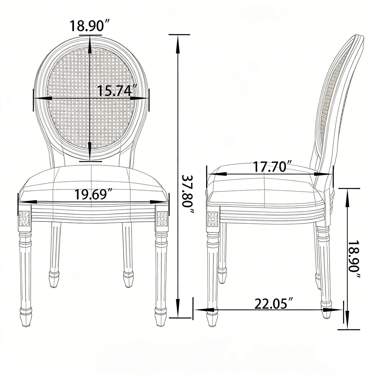 French Country Dining Chairs With Round Back (Set of 2)