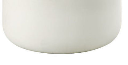 A close-up of the bottom portion of the Dustan - Natural Coffee Table in white, featuring a smooth, cylindrical design with a plain surface and rounded edges.