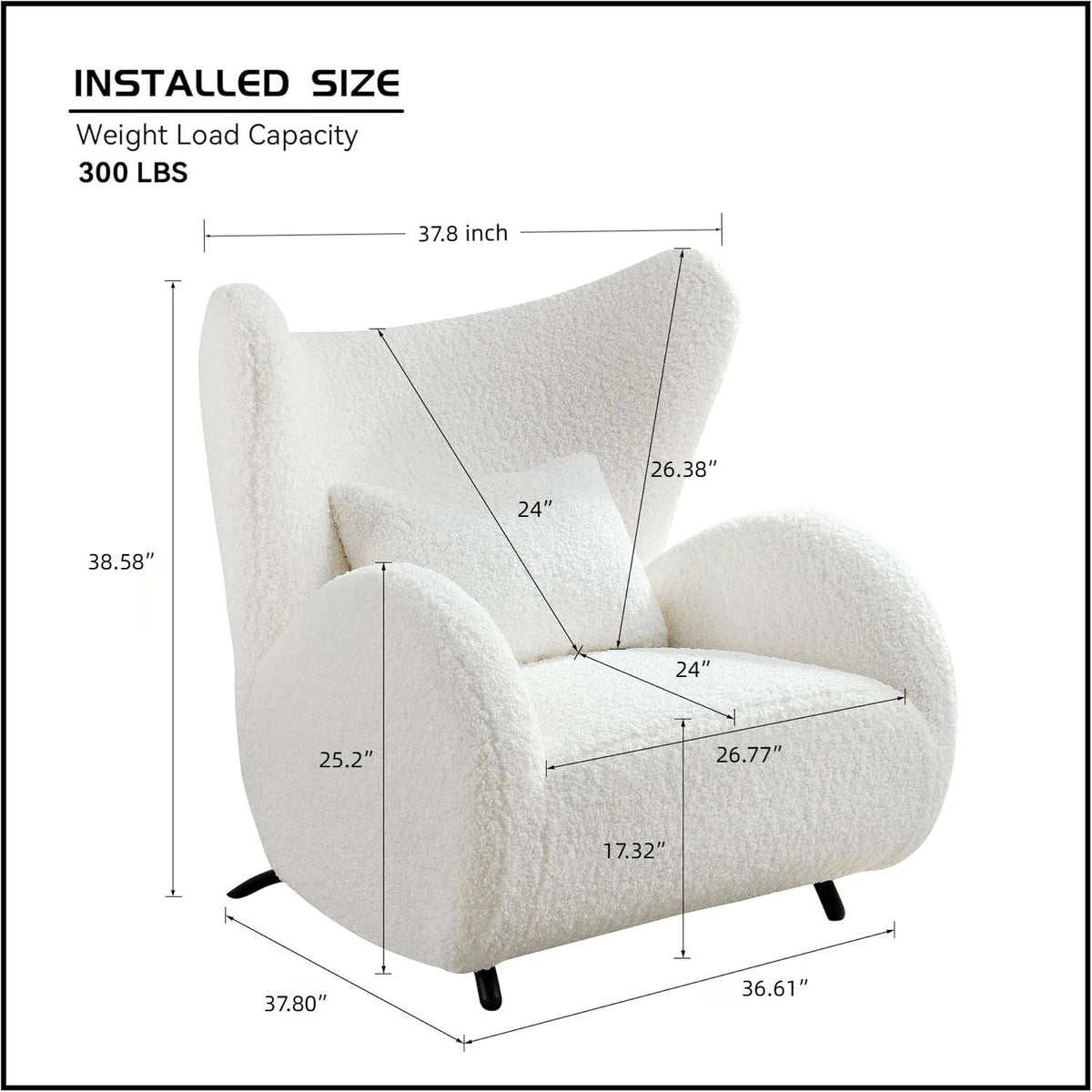 Wingback Armchair & Ottoman Combo For Living Room - White