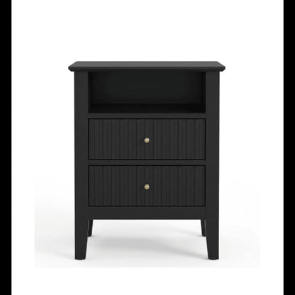 Fluted Nightstand With 2 Drawers