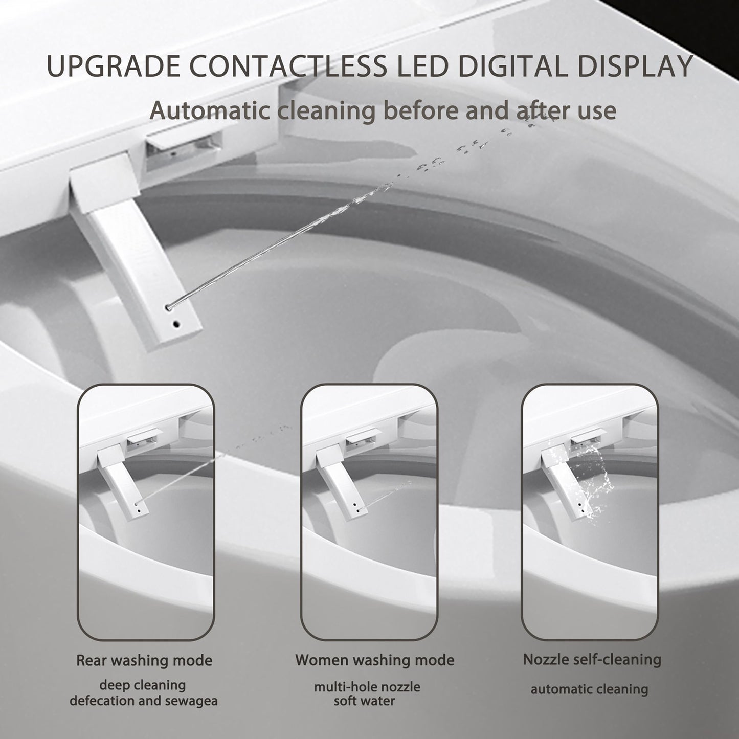 Smart 1 Piece Bidet Toilet With Warm Air Dryer Heated Seat LED Night Light Auto Open / Close - White