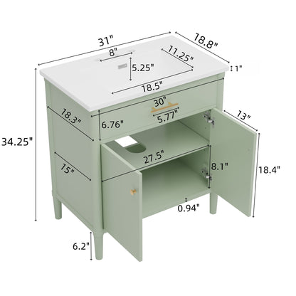 Bathroom Vanity With Sink, Soft Close Doors And Adjustable Shelf