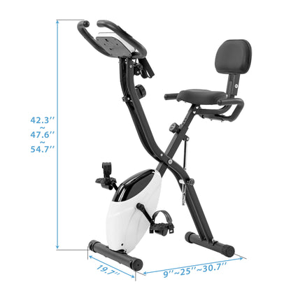 Exercise Bike Folding Stationary Bikes For Home With 16 Level Magnetic Resistance
